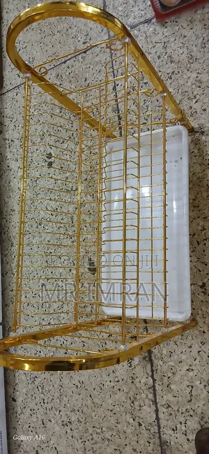3 Tier Dish Drying Stand With a Gold Finish.