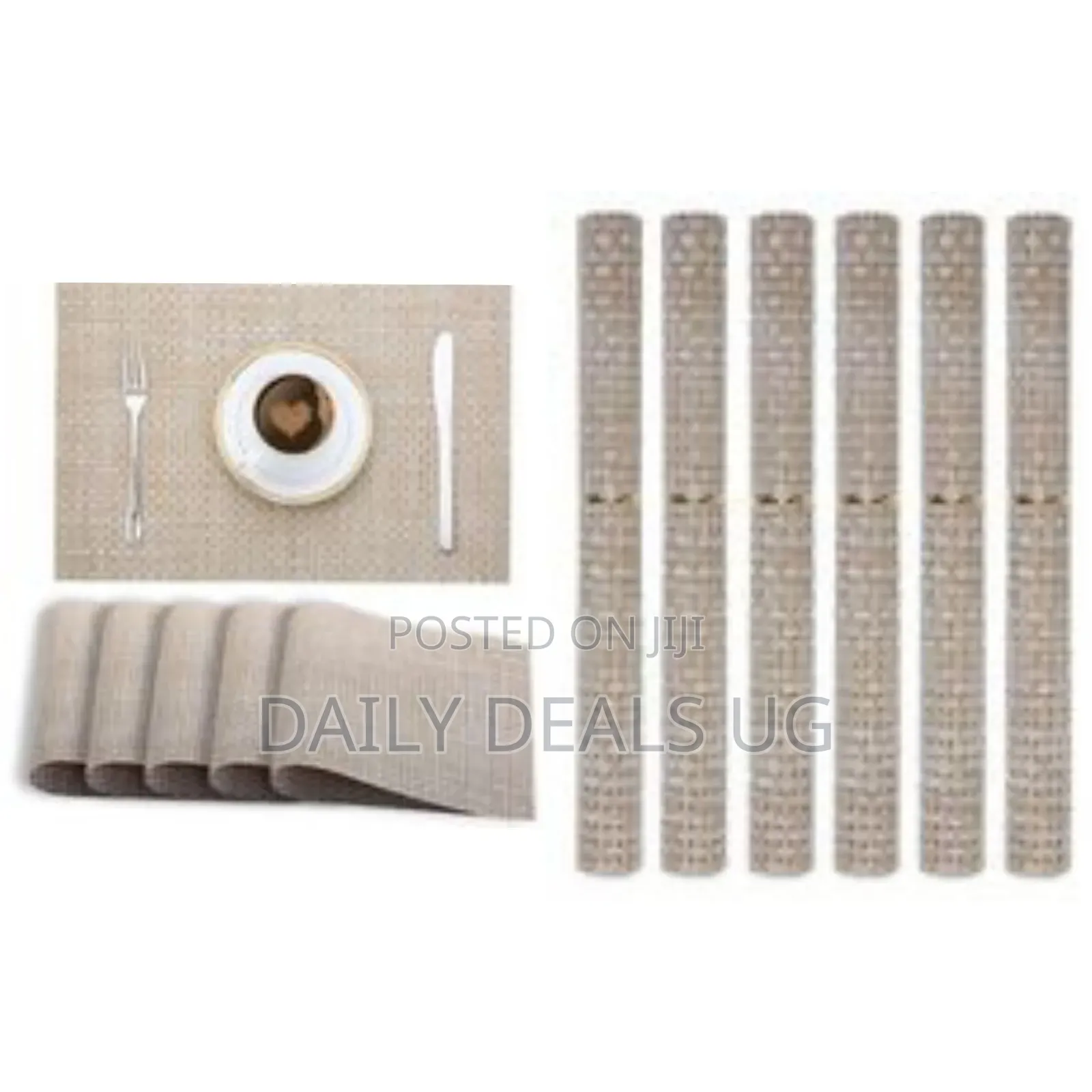 6 Pieces of Placemats Table Mats-Cream