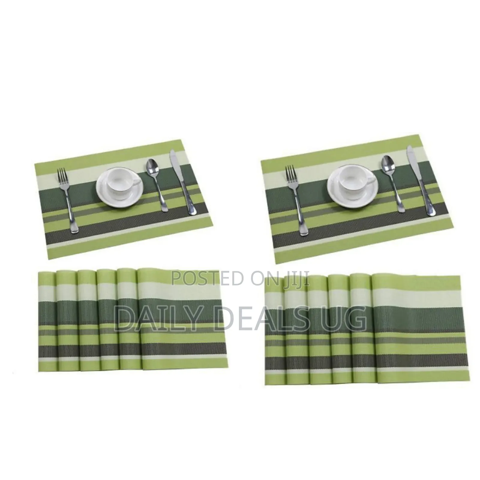 6 PCS Table Mats With a Runner - Green