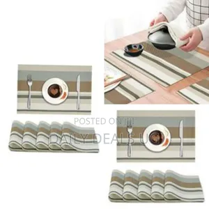 6 PCS Table Mats With a Runner - Grey