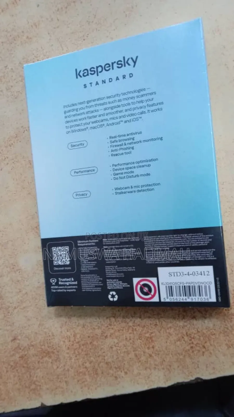 Kaspersky Standard Antivirus Software.