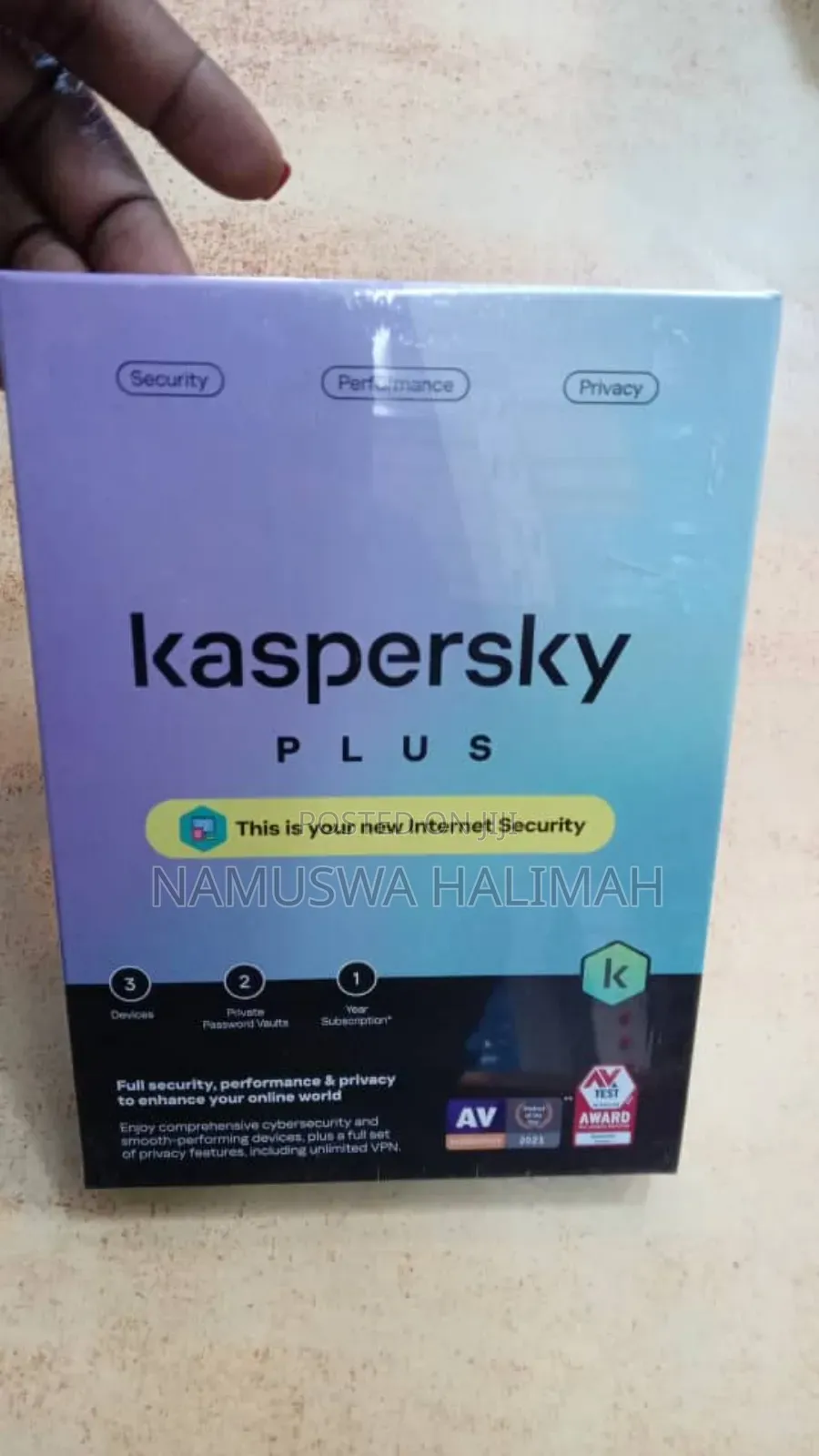 Kaspersky Plus, a Cybersecurity Software Package.