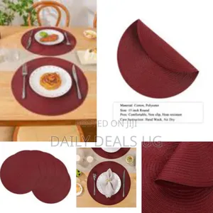 Round Placemats Set of 6,Braided 15 Inch Table Mats Heat Resistant