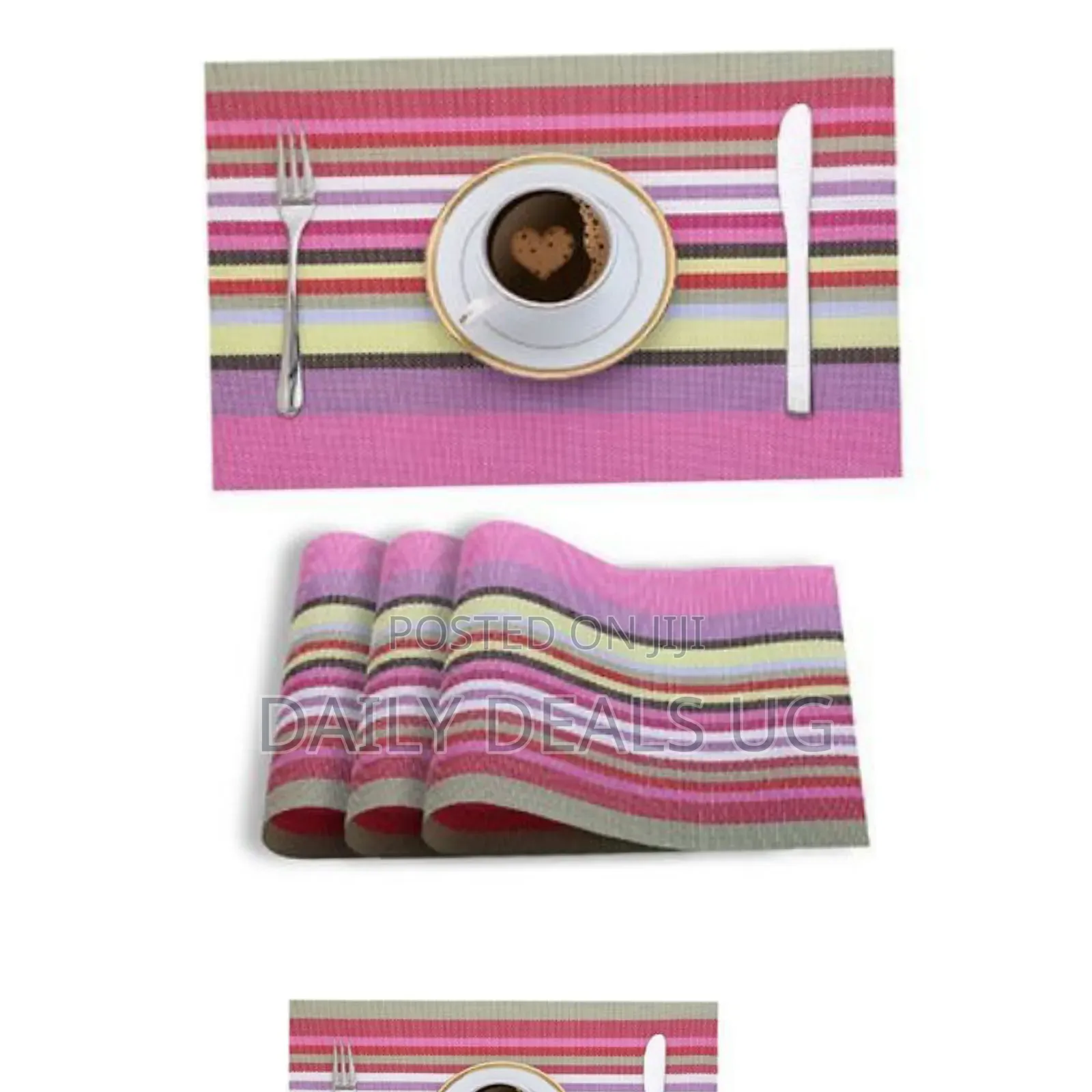 6 Pieces of Placemats Table Mats With a Runner - Pink