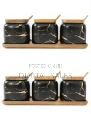 Spice Jars Set Marble Seasoning Box 3pcs Condiment Pots