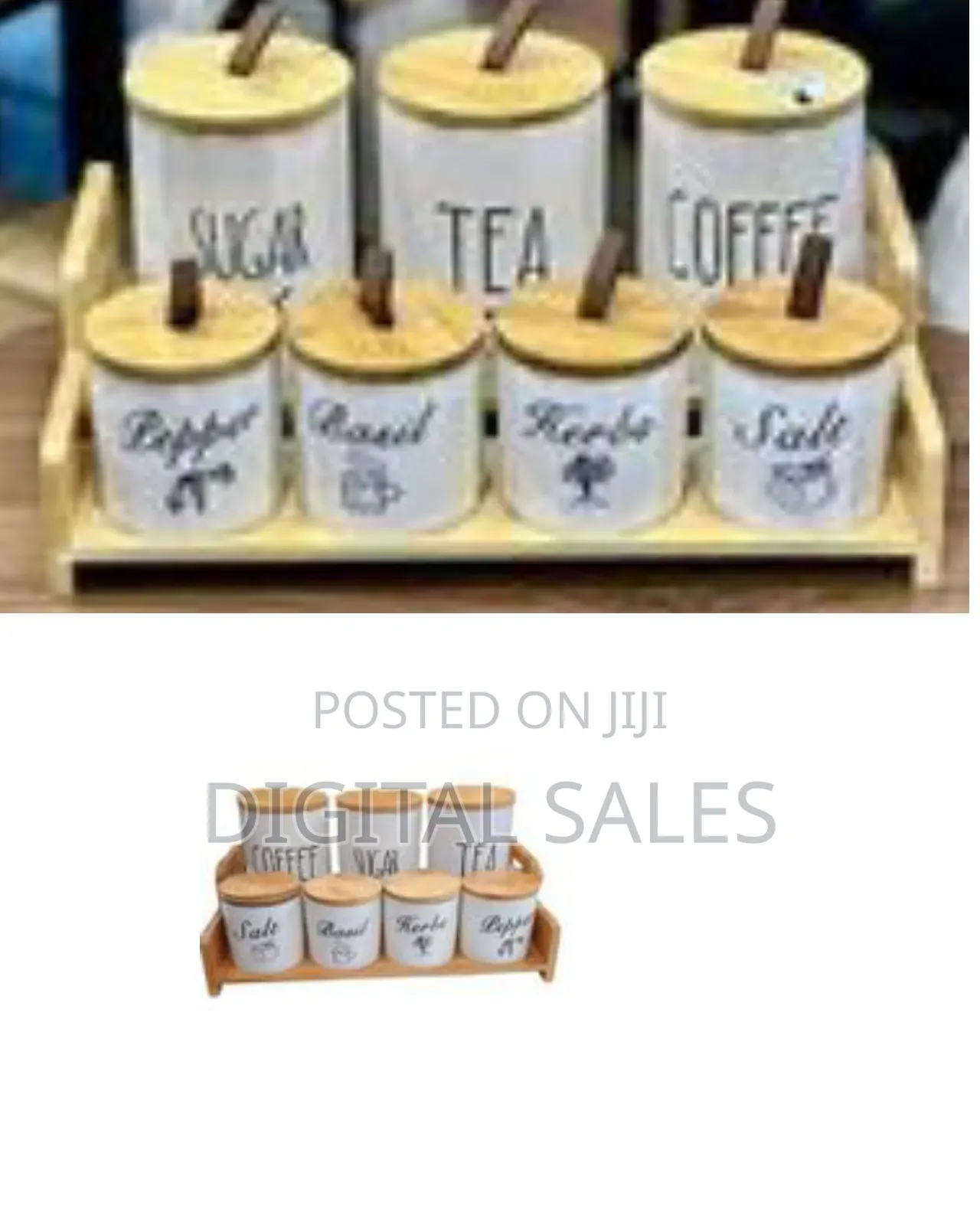7 Piece Ceramic Sugar Bowl Coffee Tea Kitchen Boxes Canister Spice
