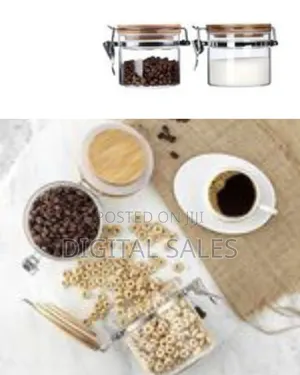 2pc Airtight Storage Pantry Food Glass Jars With Bamboo Clamp