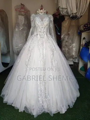 Wedding Dress/ Gown in Cream With Stones and a Beautiful Net Design