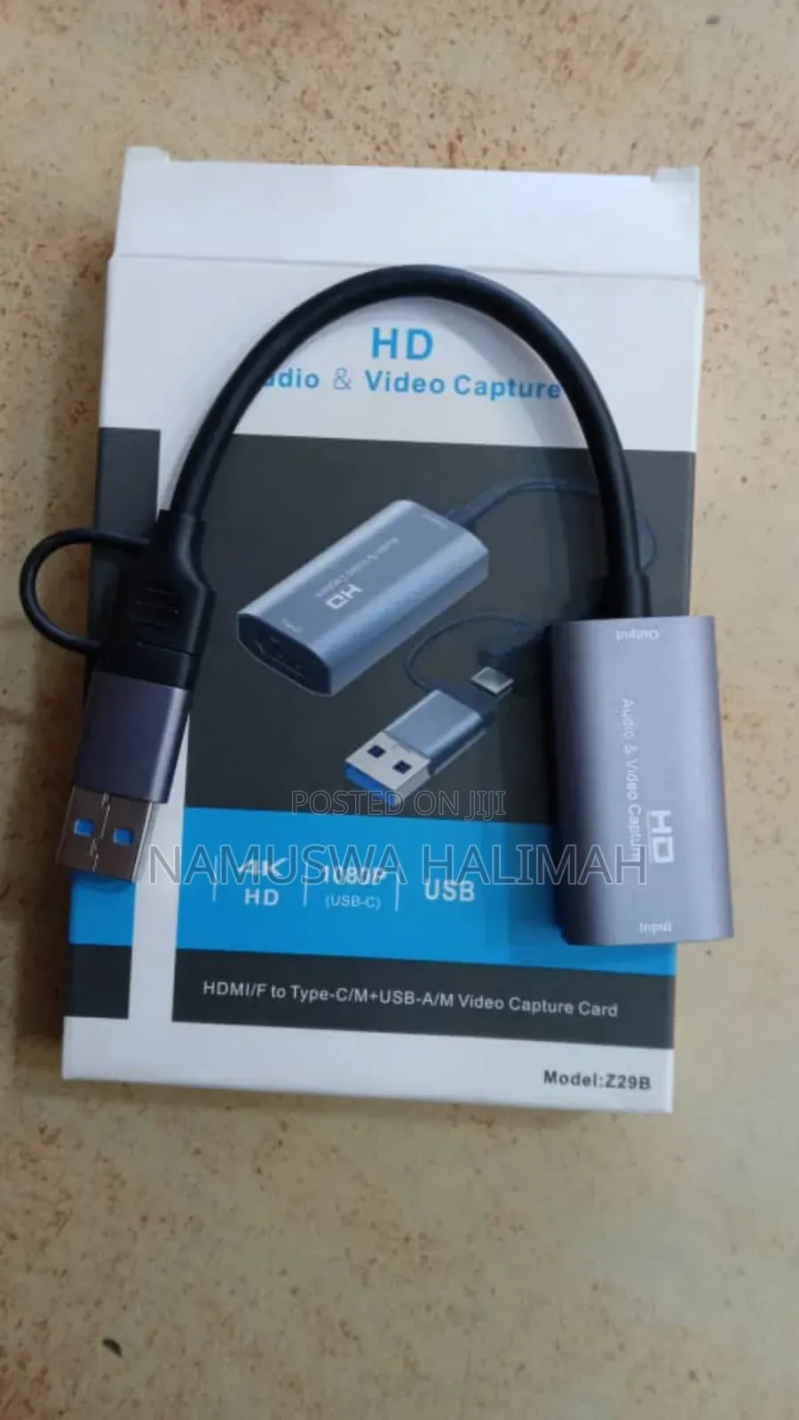 Hdmi to Type-C/M+Usb-a/M Video Capture Card, Model Z298.