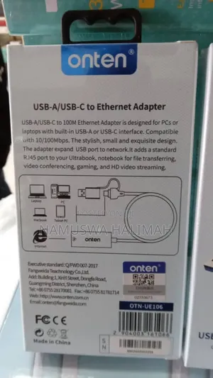 Onten Usb-a/Usb-C to Ethernet Adapter