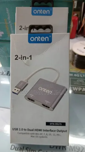 Onten Otn-59175, a Usb 3.0 to Dual Hdmi Interface Output Adapter.