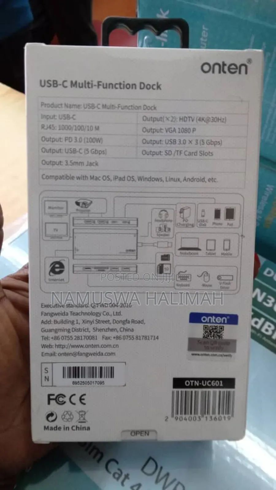 Onten Otn-Uc601 Usb-C Multi-Function Dock.