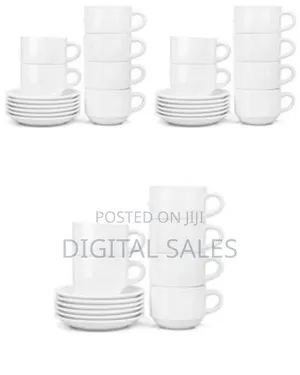 Restaurants and Office 6 Piece Cups and 6 Saucers -White