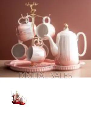 Tea Set With Metal Holder, Ceramic Cup Set for Tea Coffee