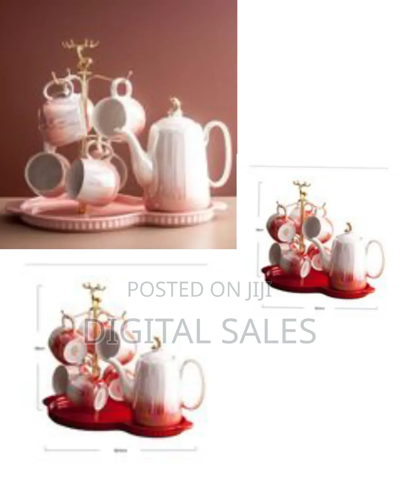 Tea Set With Metal Holder, Ceramic Cup Set for Tea Coffee
