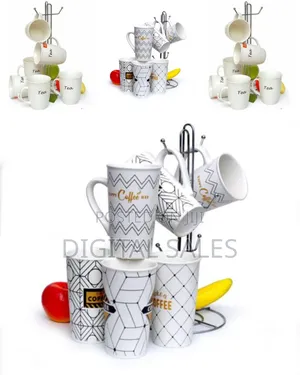 6-Pack Ceramic Coffee Mugs Set Large Multi Designed Tumbler