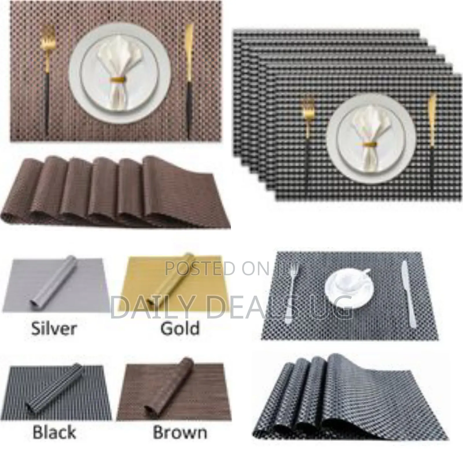 Rectangular Vinyl Plastic Placemats Set of 6 Washable Heat