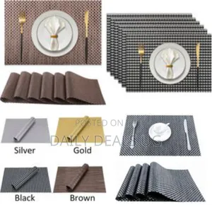 Rectangular Vinyl Plastic Placemats Set of 6 Washable Heat