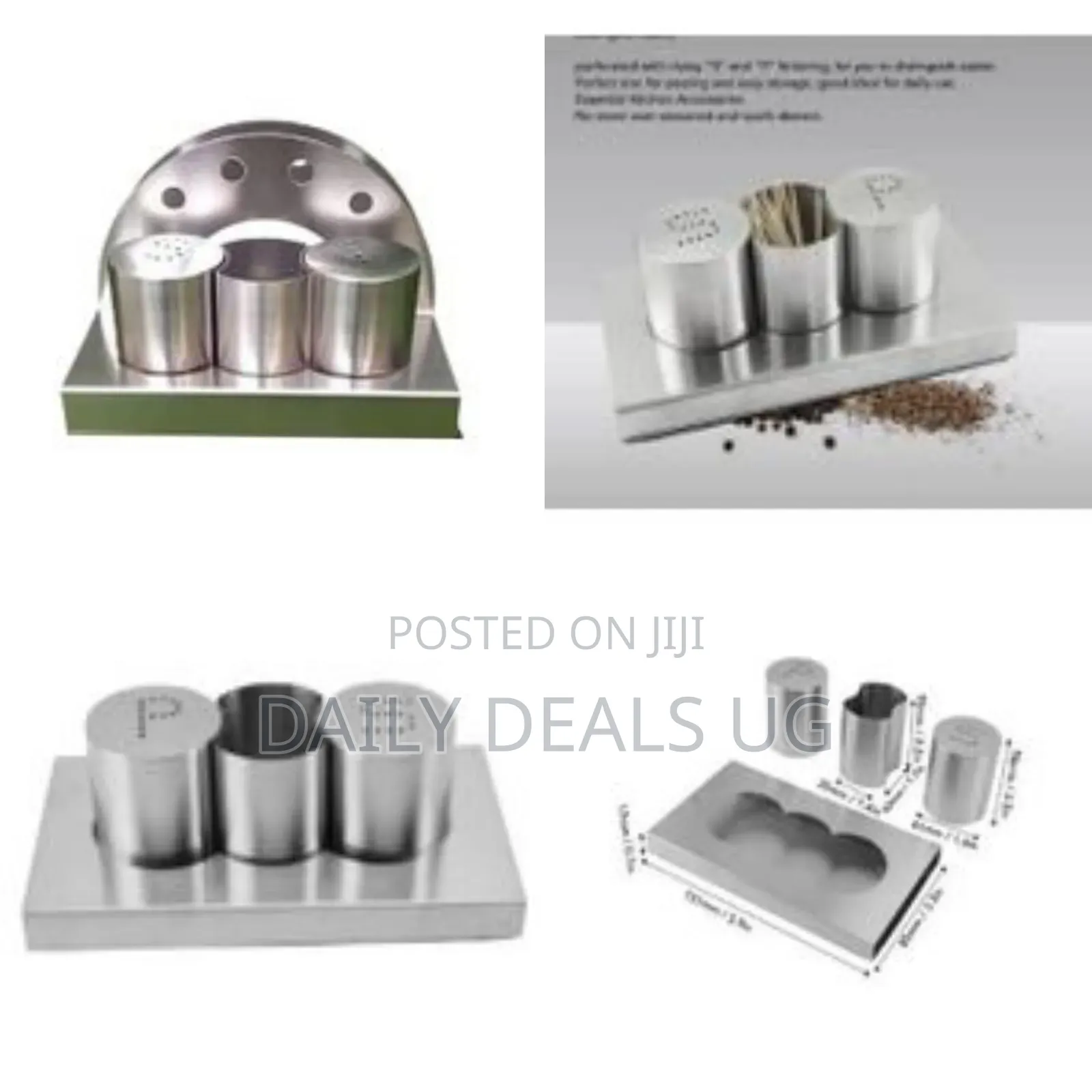 Stainless Table Set With Napkin Holder Toothpick Dispenser Pepper