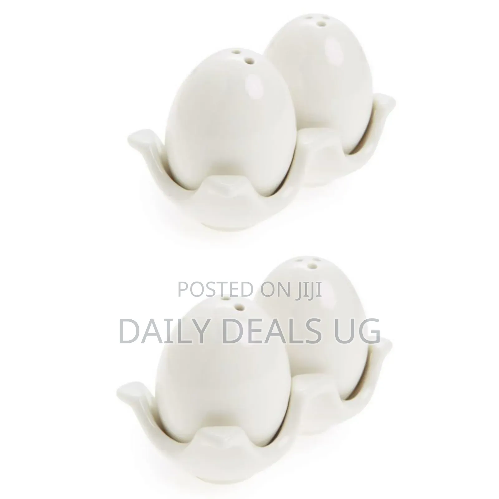 Egg Pepper and Salt Shaker Set-White