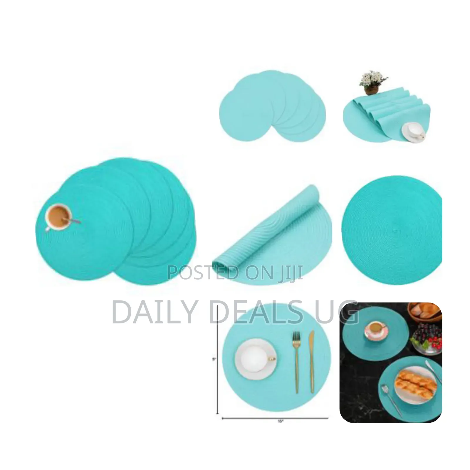 Round Placemats Set of 6,Braided 15 Inch Table Mats Heat Resistant