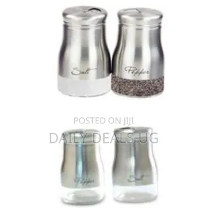 2 Pc Steel and Glass Pepper and Salt Shaker Set-Silver##65,000