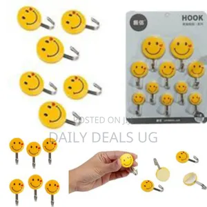 Self Adhesive Smiley Wall Steel Hooks Strong Wall Sticker Holder Door