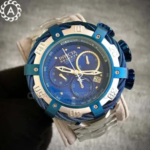 Iinvicta Thunderbolt Black Mop Swiss Chronograph Blue Silver Watch New