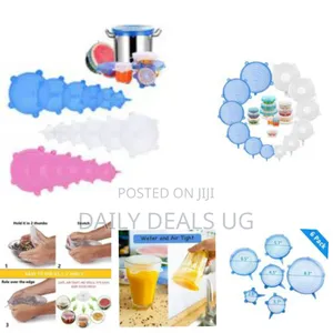 Silicone Stretch Seal Lids 6 Pieces Food Covers White Bpa-Free
