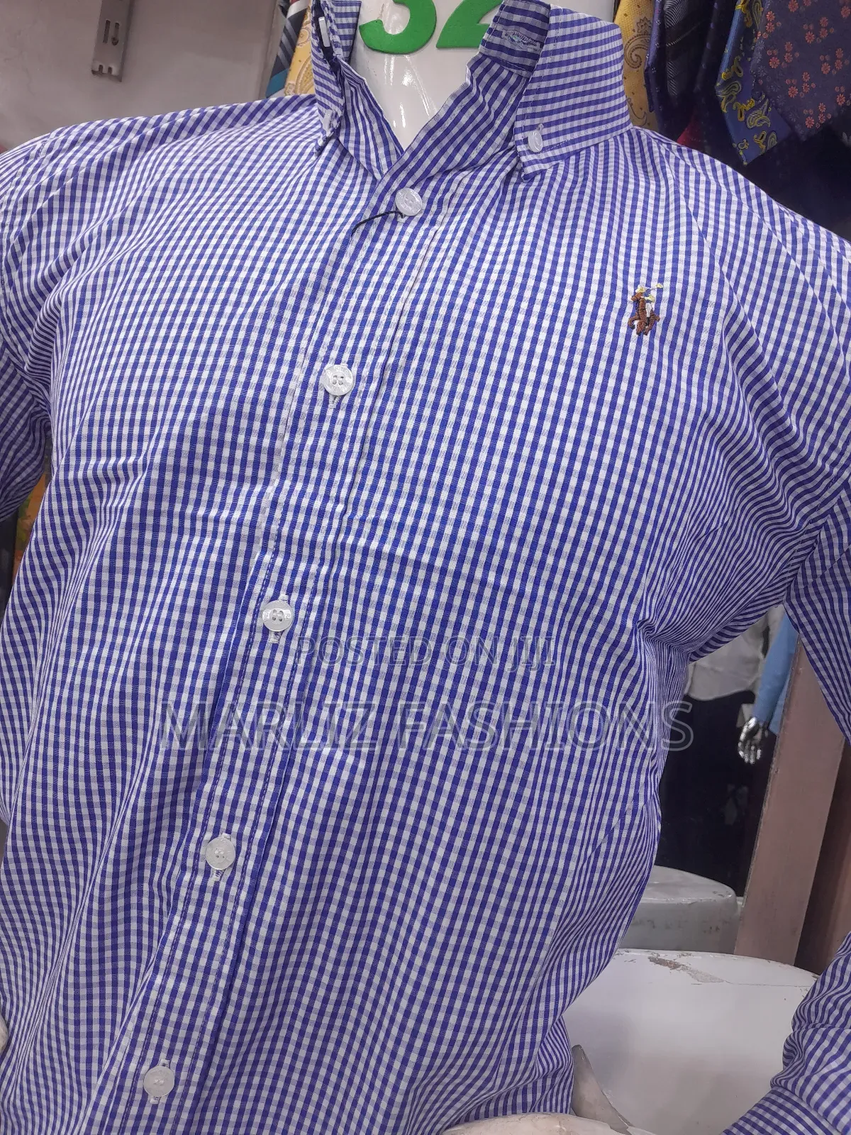 Long Blue Checked Shirt