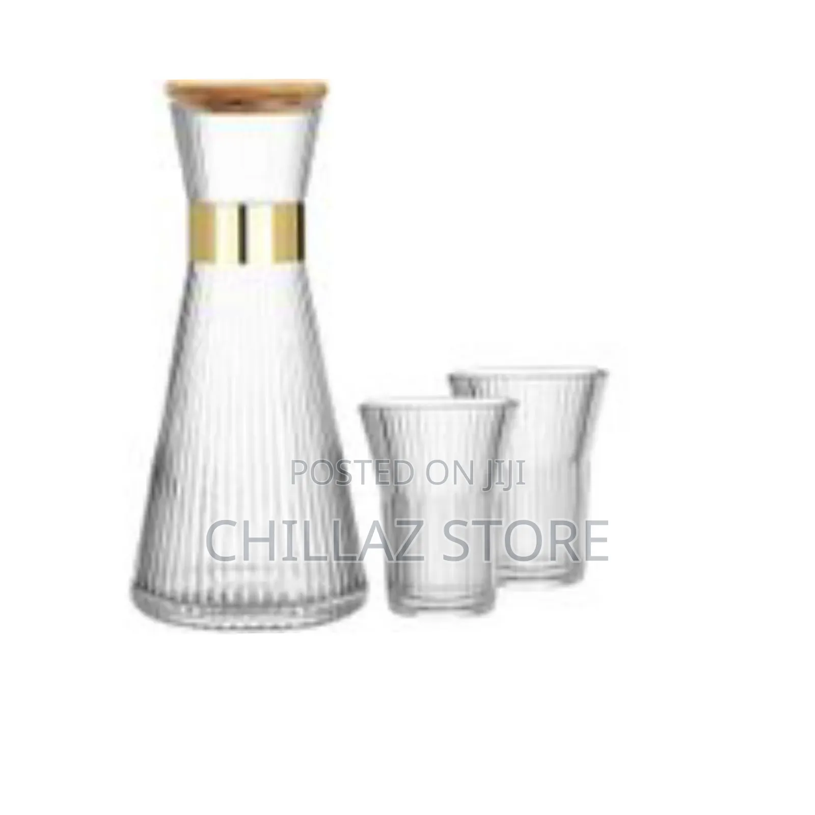Ribbed Bedside Water Glass Carafe Set.