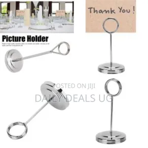 6 Pieces of Stainless Steeltable Number Plate Menu Exhibit Holder Note