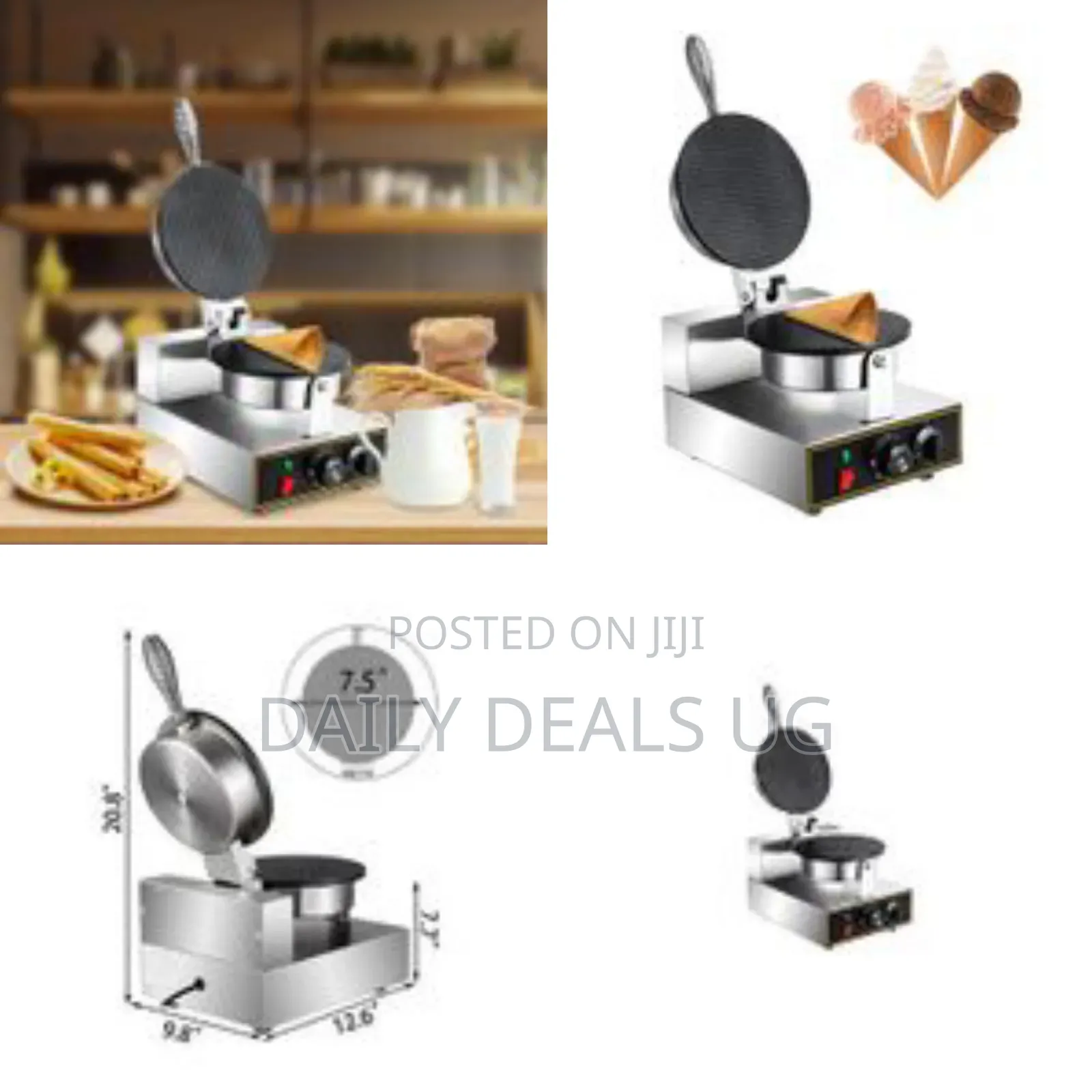 Commercial Waffle Ice Cream Cone Maker 1000w Nonstick Coating Surface