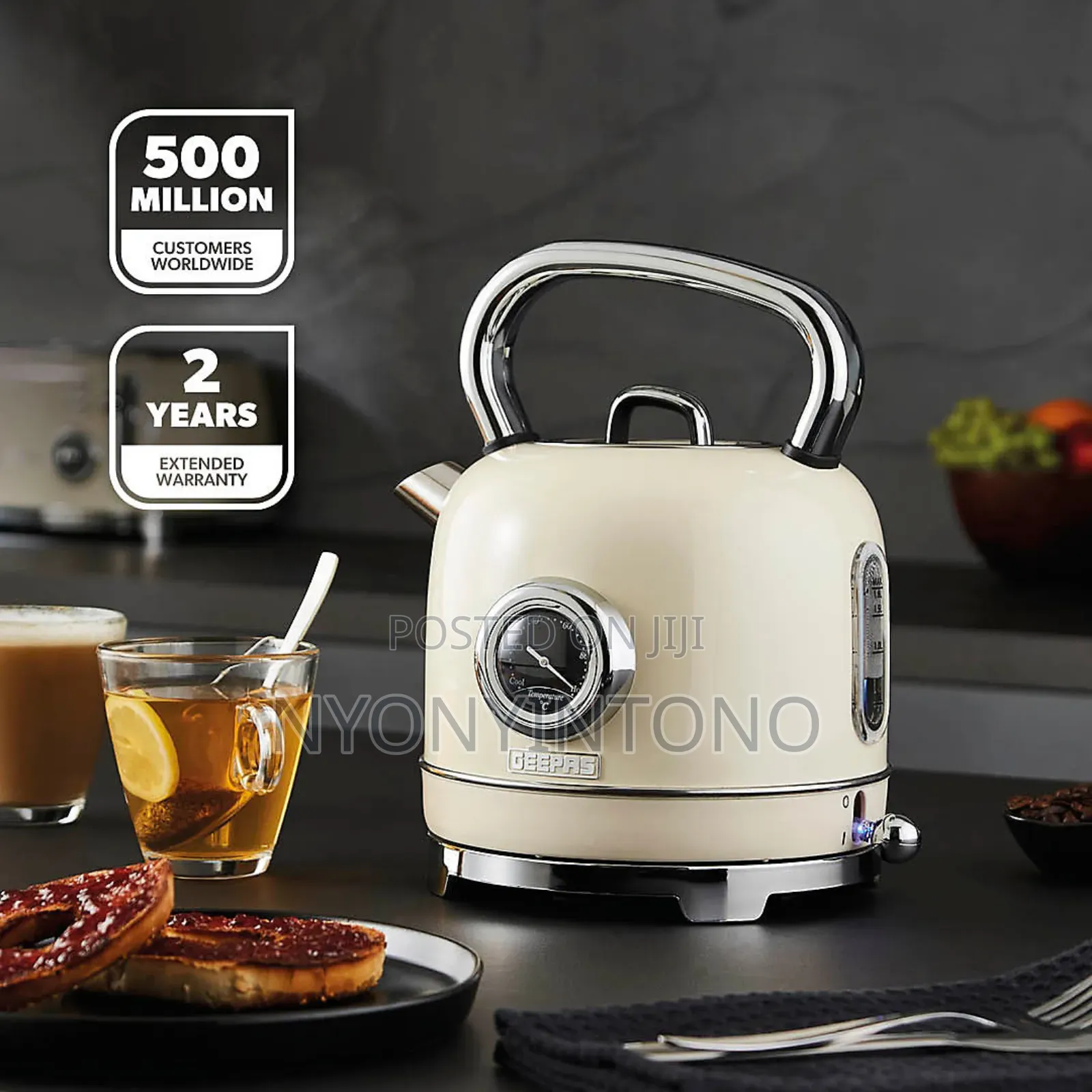 Geepas Cream Classic Automatic Cordless Electric Kettle Gk-38074 Cr