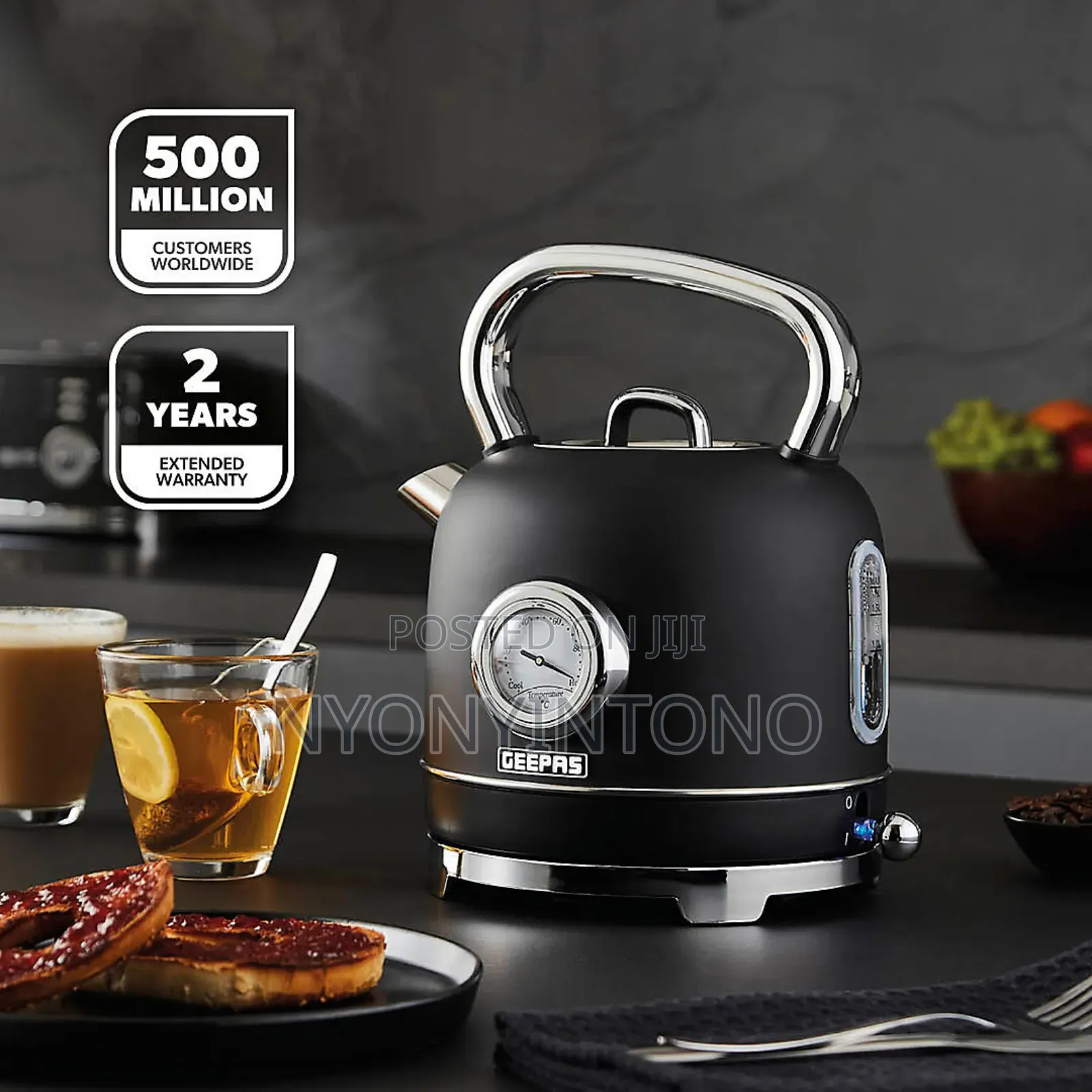 Geepas Black Classic Automatic Cordless Electric Kettle Gk-38074 Bk