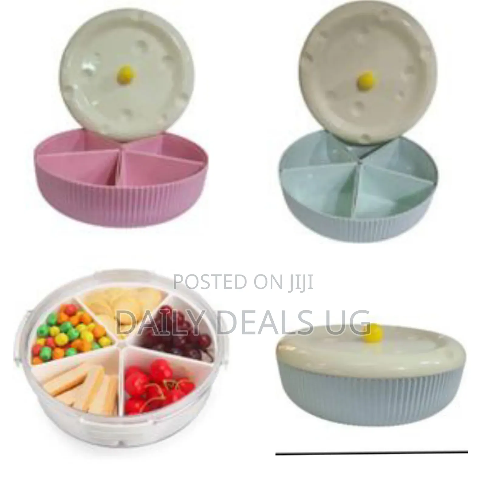 Divided Serving Tray Plate With Lid, Removable Divided Platter Snack