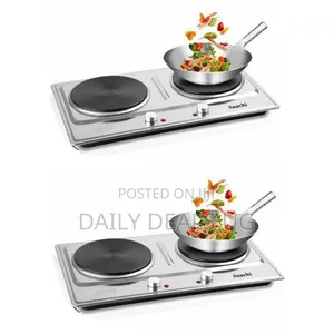 Saachi Electric Stove Double Burner Hot Plate Coil Cooker - Silver