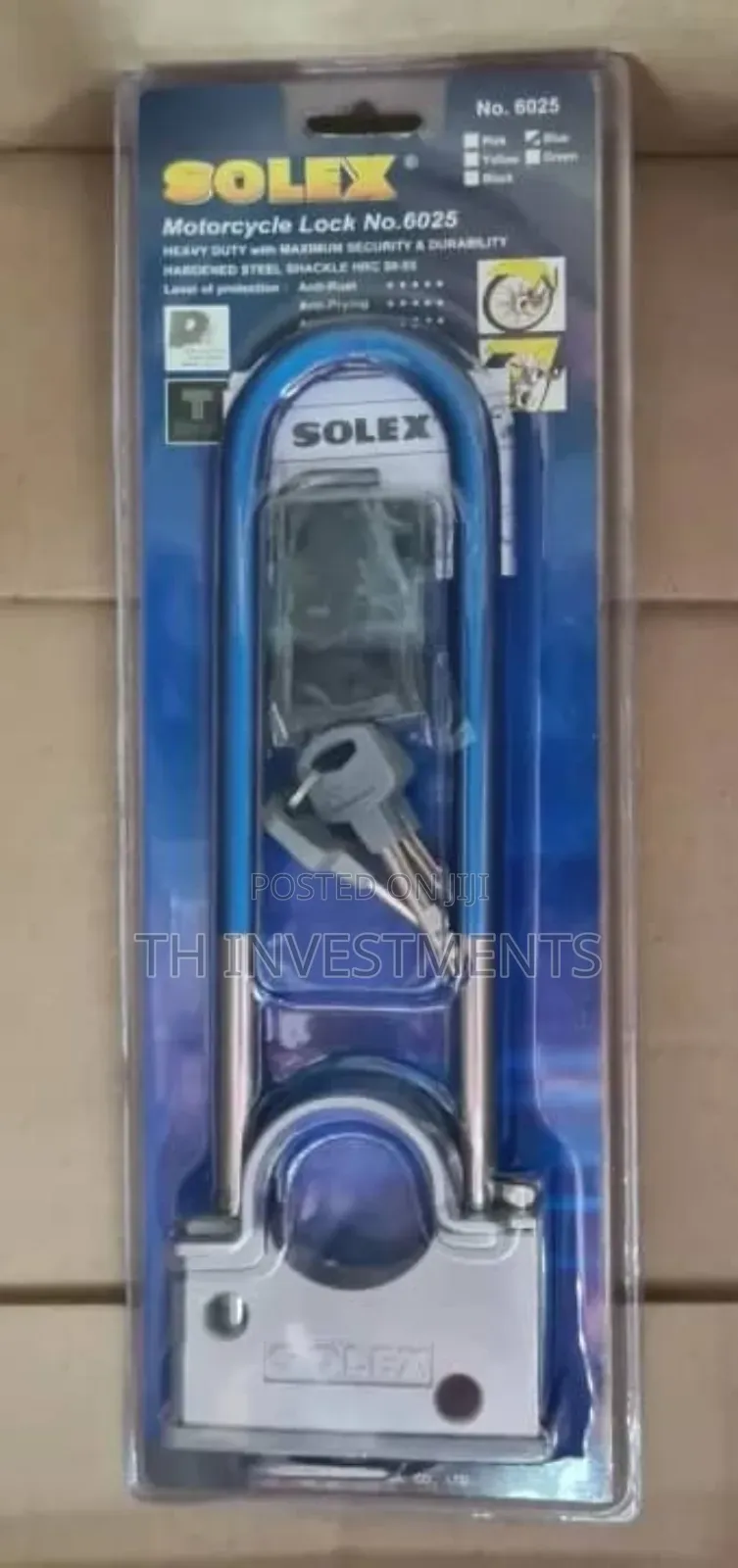 Solex 6025 Premium Motorcycle Fork Lock Heavy Duty Black 275mm