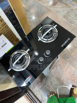 Boko Two Burner Gas Stove, Black Glass, Inbuilt/Table Top.