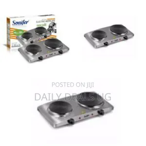 Sonifer Double Electric Hot Plate Cooking Stove Cooker- Silver