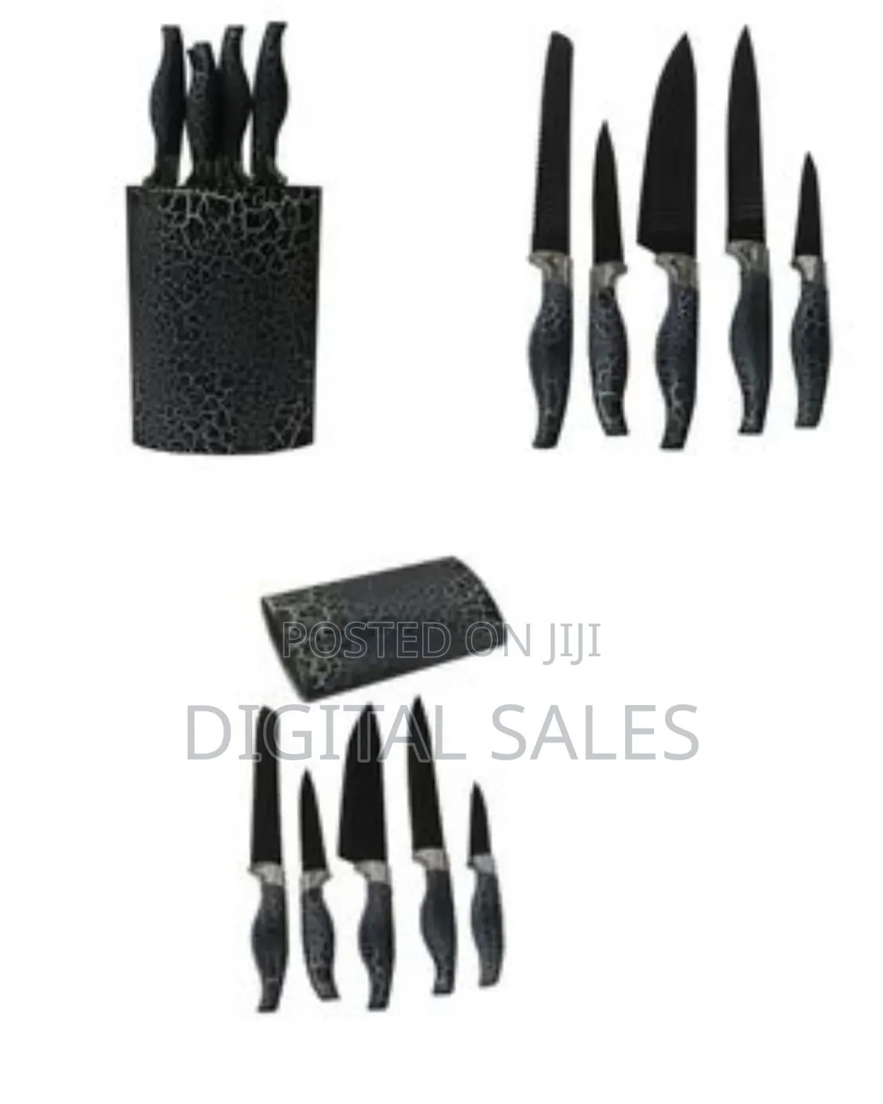 6 Piece Non Stick Knife Set on a Wooden