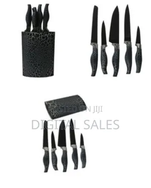 6 Piece Non Stick Knife Set on a Wooden