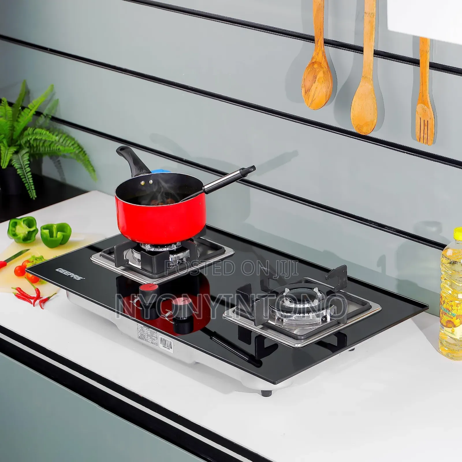 Geepas 2-in-1 Inbuilt Gas Hobb With Tempred Glass Top Ggc31018
