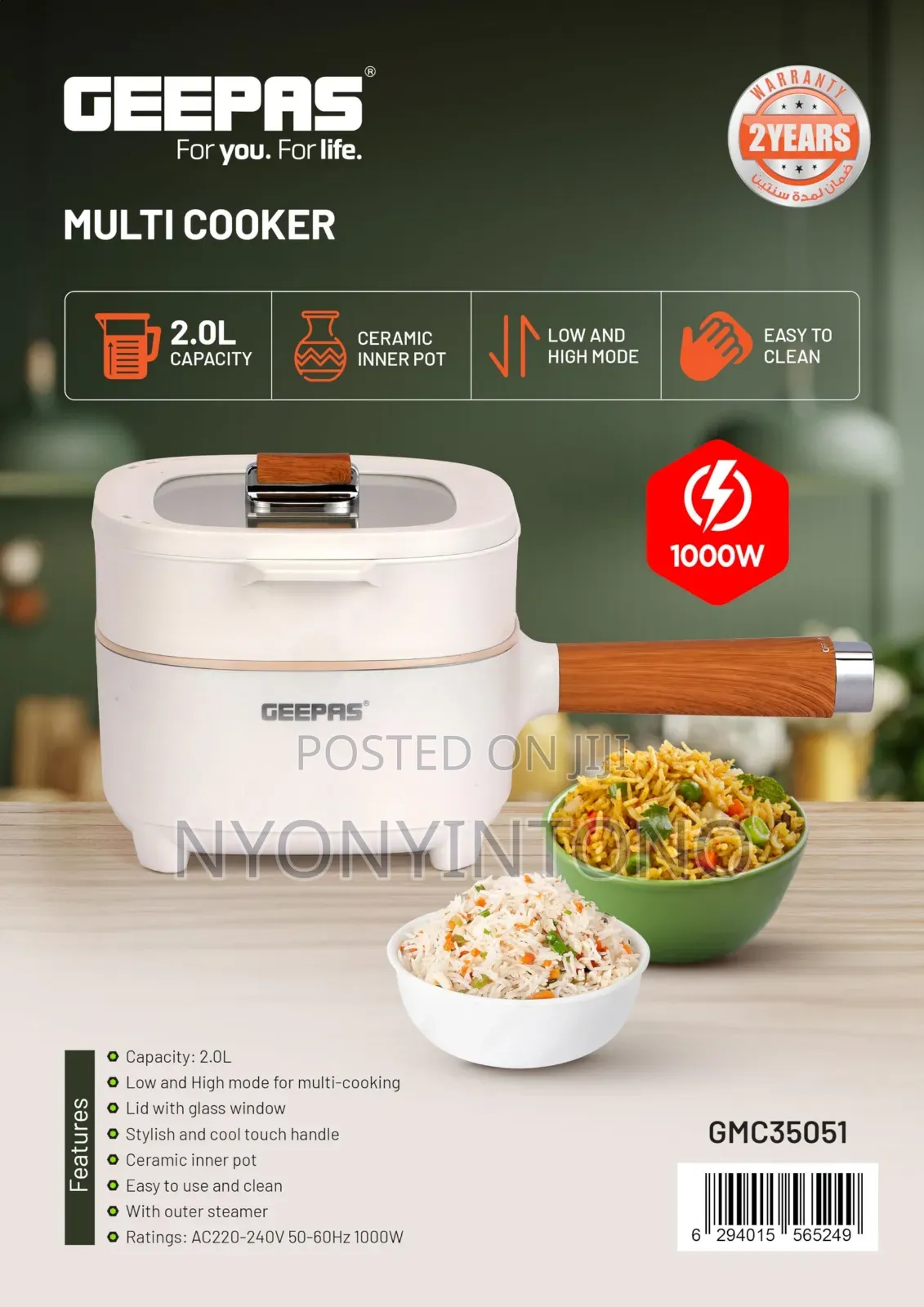 Geepas Electric Multi-Cooker Ceramic Pot Grc35051