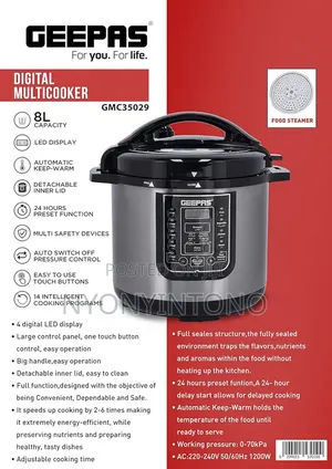 Geepas Pressure Cooker Digital 8liters