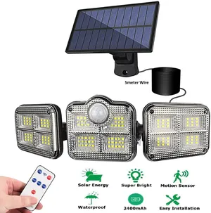 Adjustable 3 Heads Solar Sensor Light