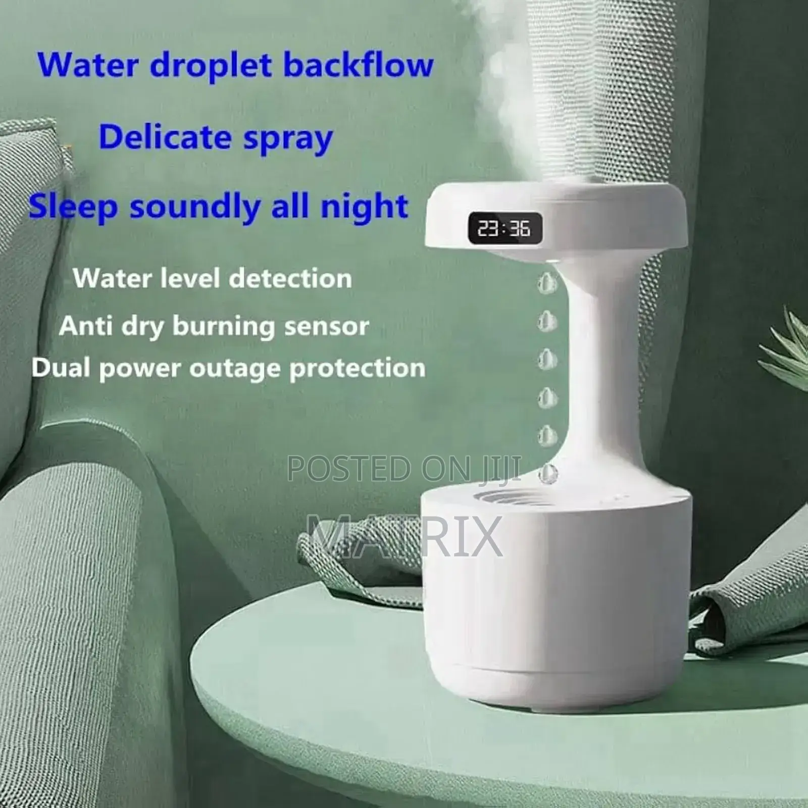 Anti-Gravity Water Drop Backflow, Silent Household Humidifier