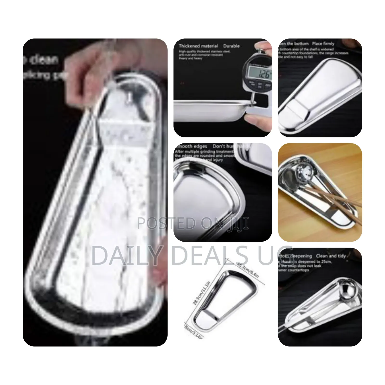 Scalloped Tray Spoon Rest Kitchen Spoon Holder Stainless Steel Storage