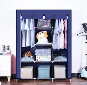 3 Column Cloth Frame Portable Wardrobe Storage - Multicolor