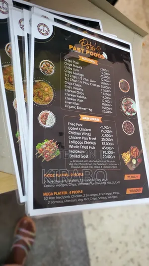 Restaurant/ Hotel Menu